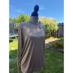 $125 Ralph Lauren Women's Beige Silk-Blend Turtleneck Pullover Sweater Size XL